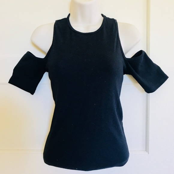 Black Cold Shoulder Top - Picture 1 of 5